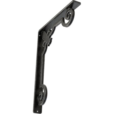 Ekena Millwork Fleur De Lis Wrought Iron Bracket, (Single center brace), Antiqued Pewter 1 1/2"W x 10"D x 12"H BKTM01X10X12SFLAPW